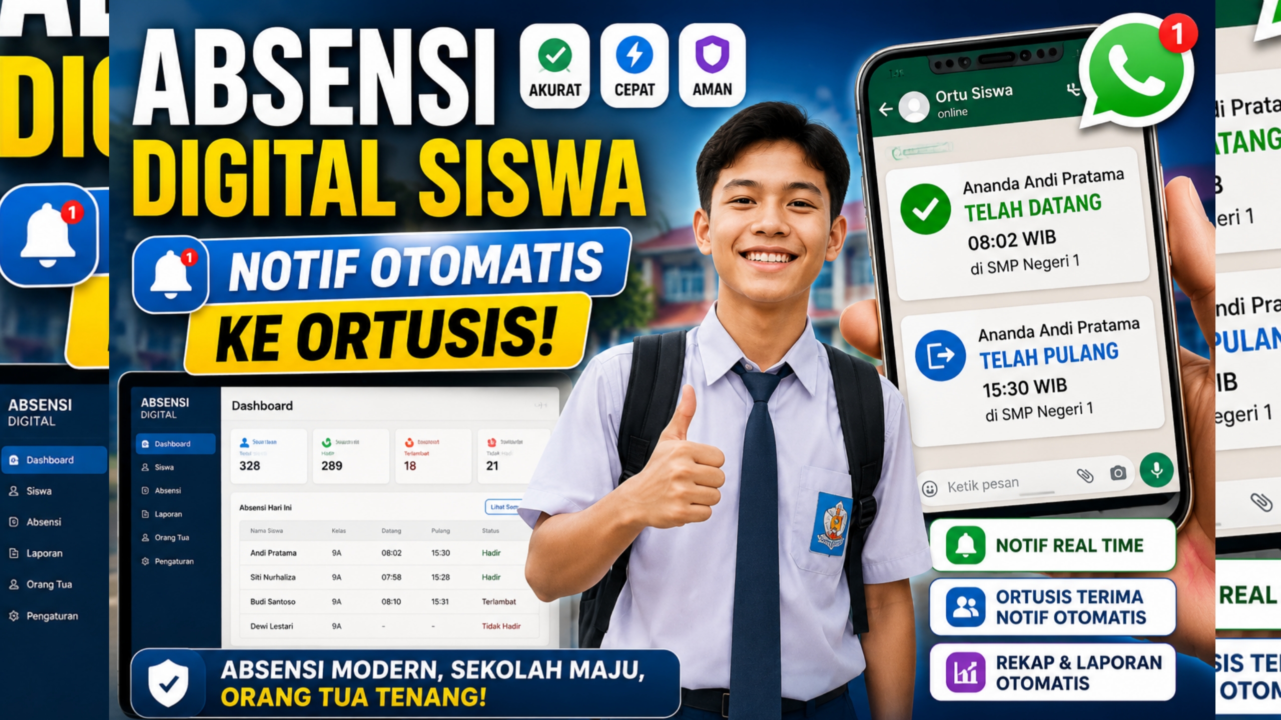 Aplikasi Absensi Digital Siswa Notifikasi Ortusis Via WhatsApp